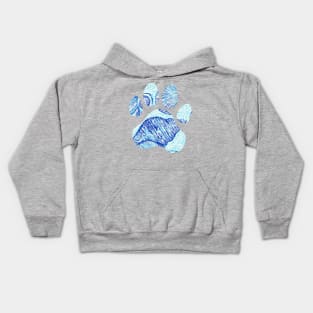 Blue Seashell Paw Print Kids Hoodie